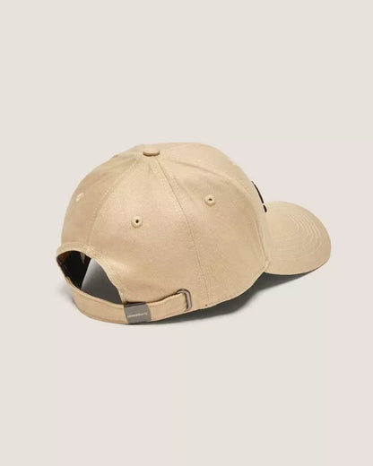 Beige Embroidered Logo Cotton Hat