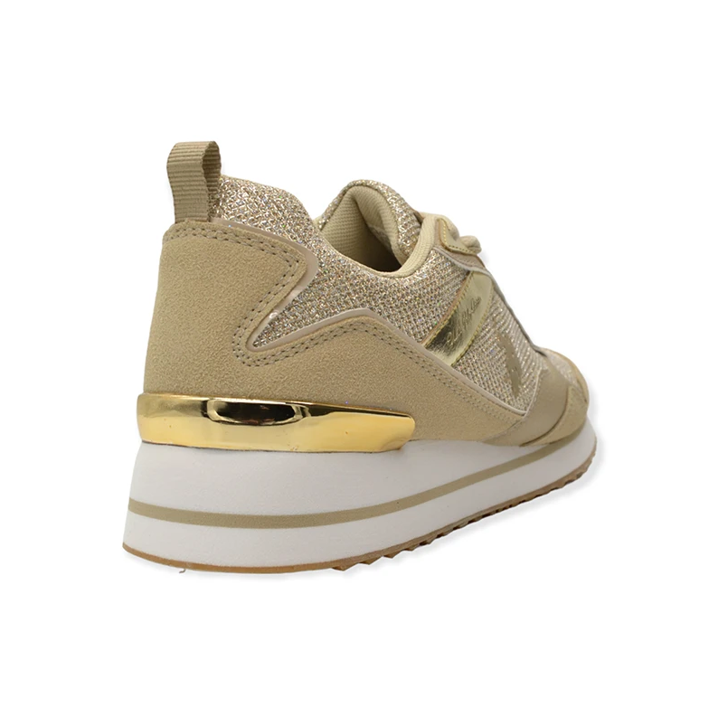 Beige Metallic Insert Sneakers for Women