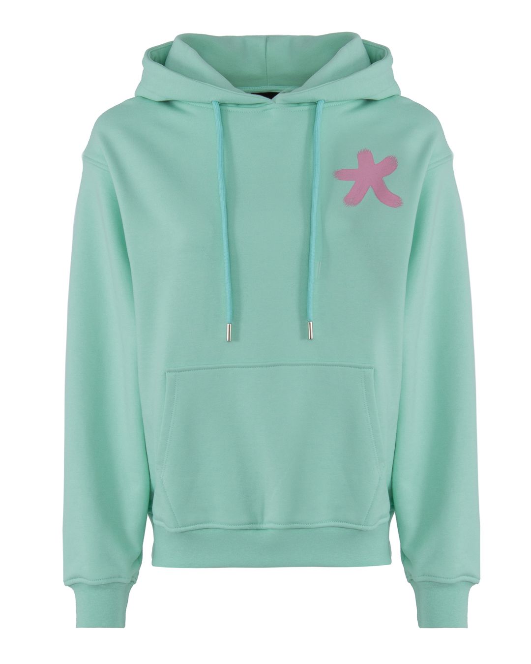 Green Logo-Print Cotton Hoodie with Maxi Pocket