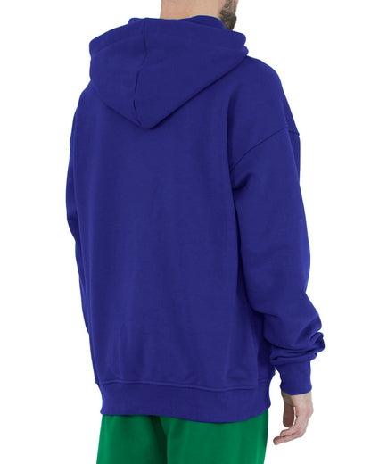 Blue Cotton Hooded Sweatshirt with Bold Print