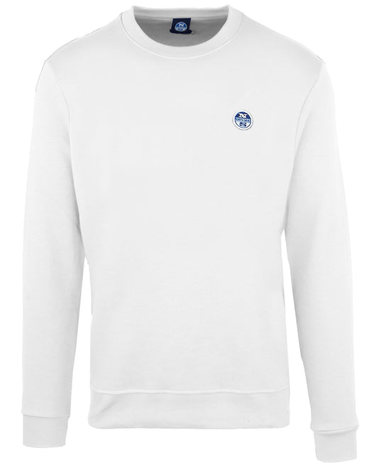 Chic White Crewneck Cotton Blend Sweatshirt