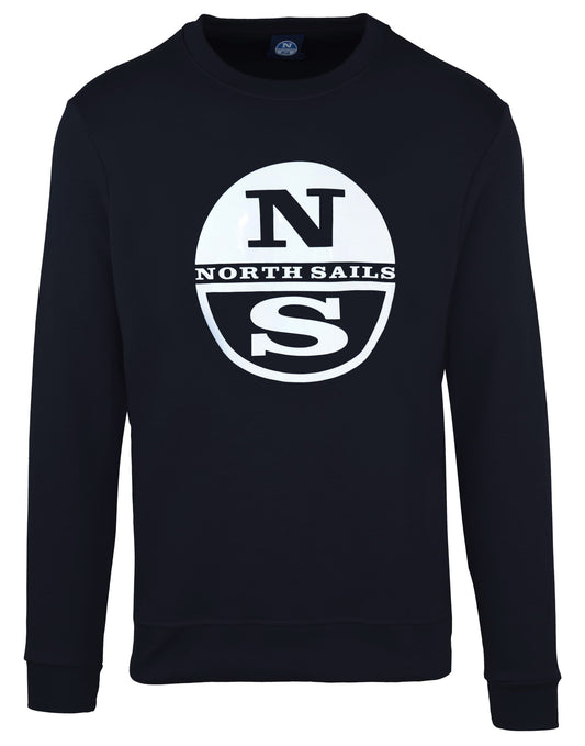 Sleek Blue Crewneck Sweatshirt with Bold Front Logo