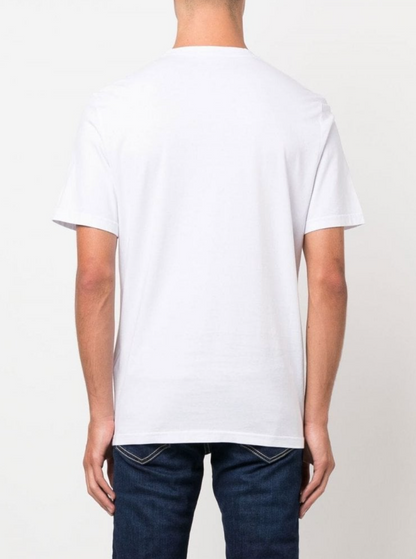 Elegant White Cotton Tee with Logo Accent