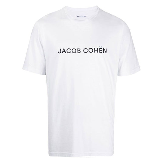 Elegant White Cotton Tee with Logo Accent