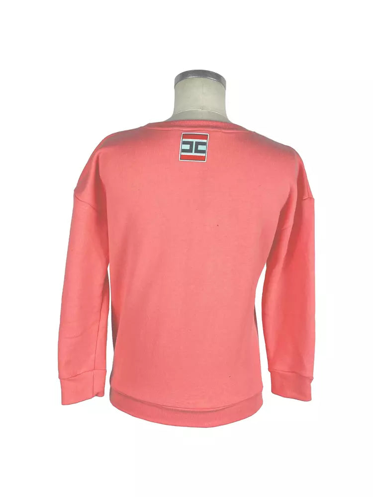 Peach Pink Cotton Sweatshirt with Front Print