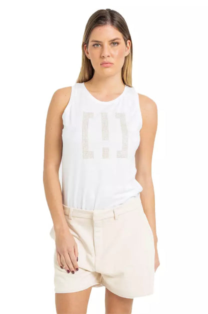 Studded Logo Cotton Tank Top for Women