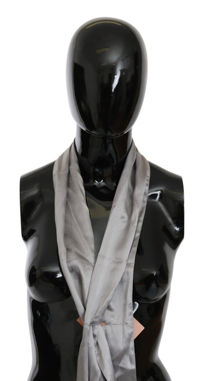 Metallic Silver Silk Neck Wrap Shawl Scarf