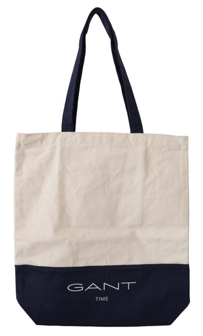 Chic Blue & White Canvas Tote Bag