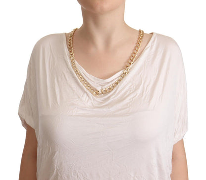 White Short Sleeves Gold Chain T-shirt Top