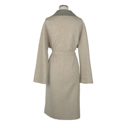 Elegant Beige Wool Coat with Loro Piana Fabric