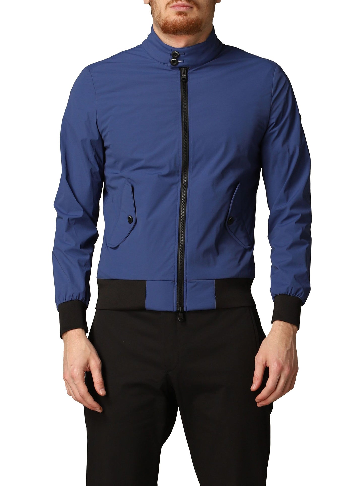 Elegant Blue Bielastic Bomber Jacket