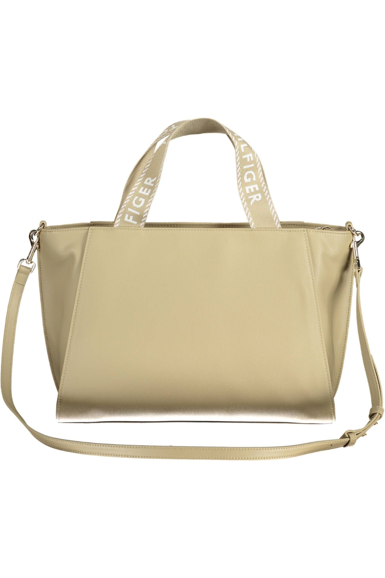 Chic Beige Handbag with Contrasting Details