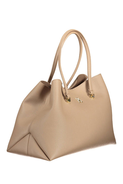 Chic Beige Double Compartment Shoulder Bag