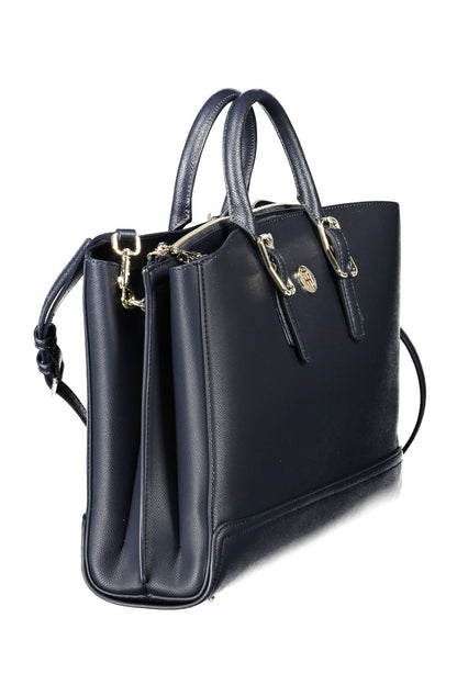 Chic Blue Two-Handle Shoulder Strap Bag