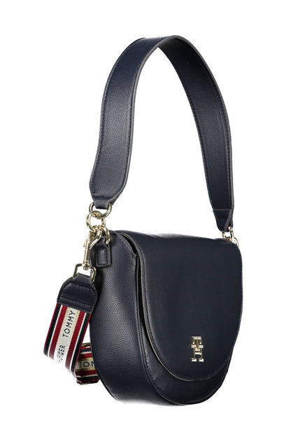 Elegant Blue Shoulder Bag with Contrasting Details