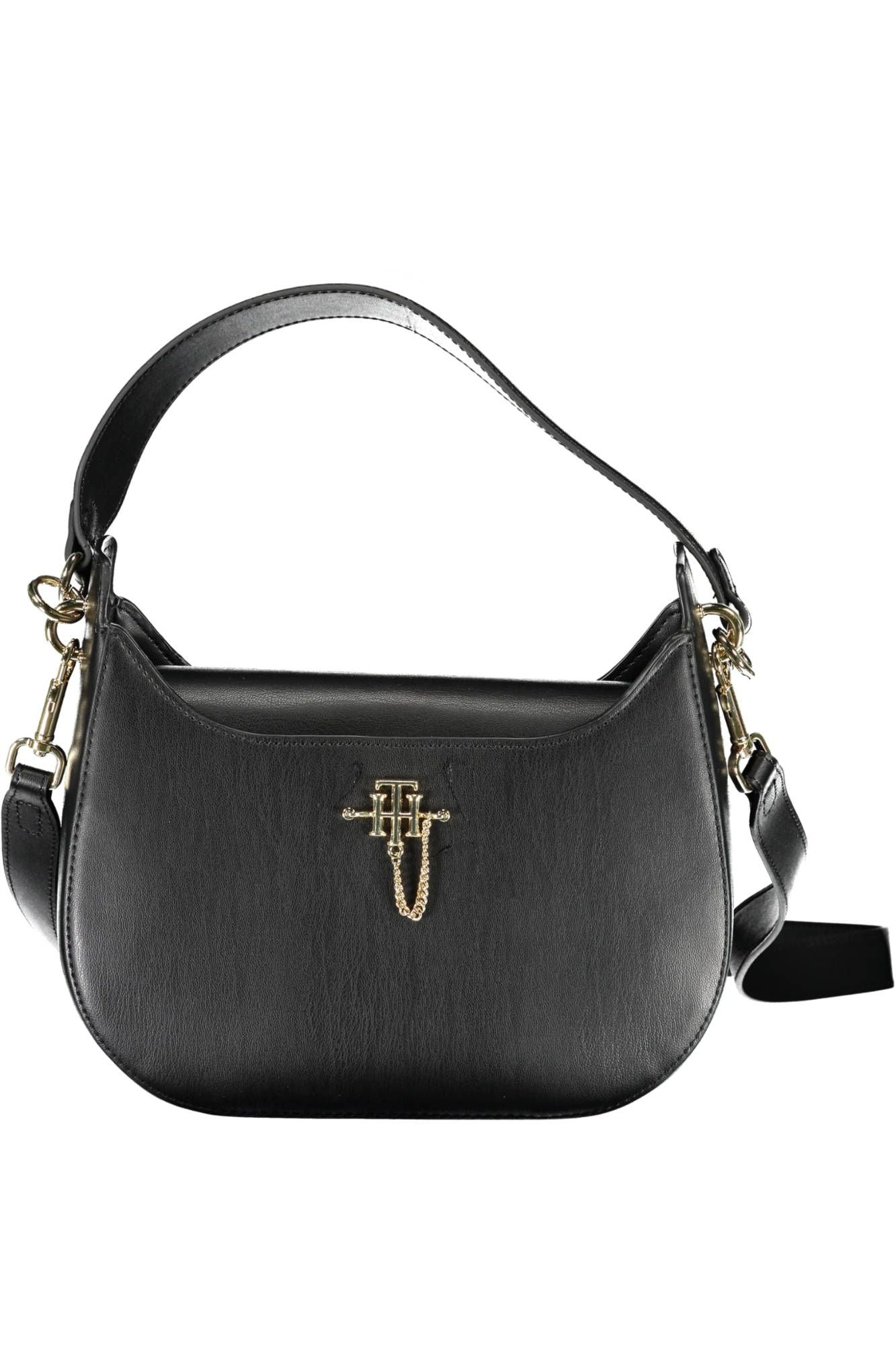 Elegant Black Shoulder Bag with Contrasting Details