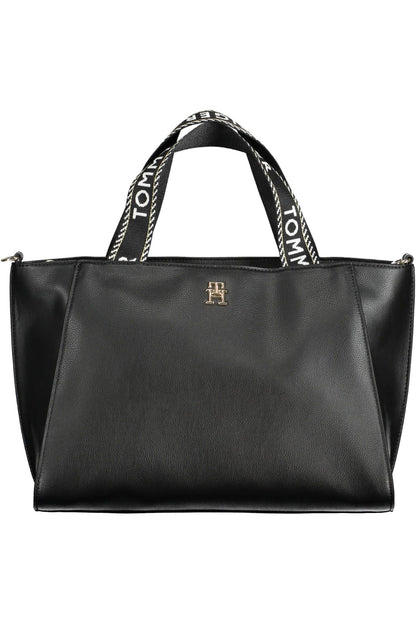 Elegant Black Shoulder Handbag with Logo Detail