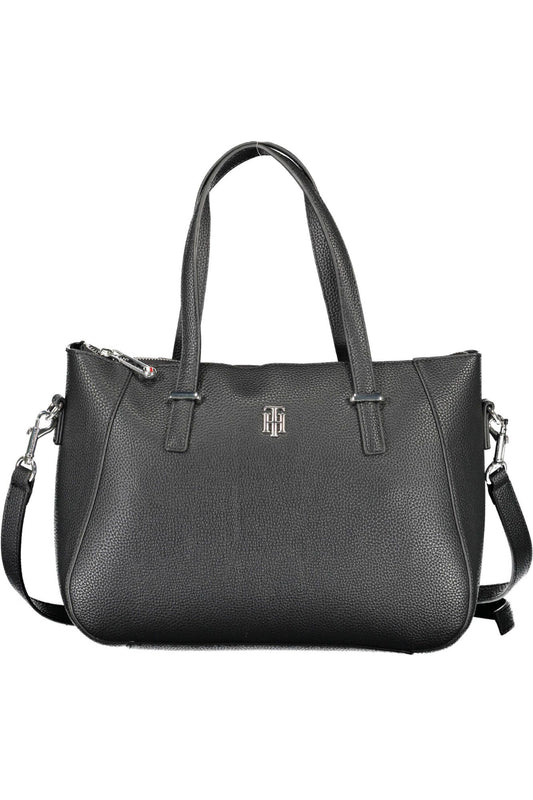 Chic Black Contrasting Detail Tote Bag