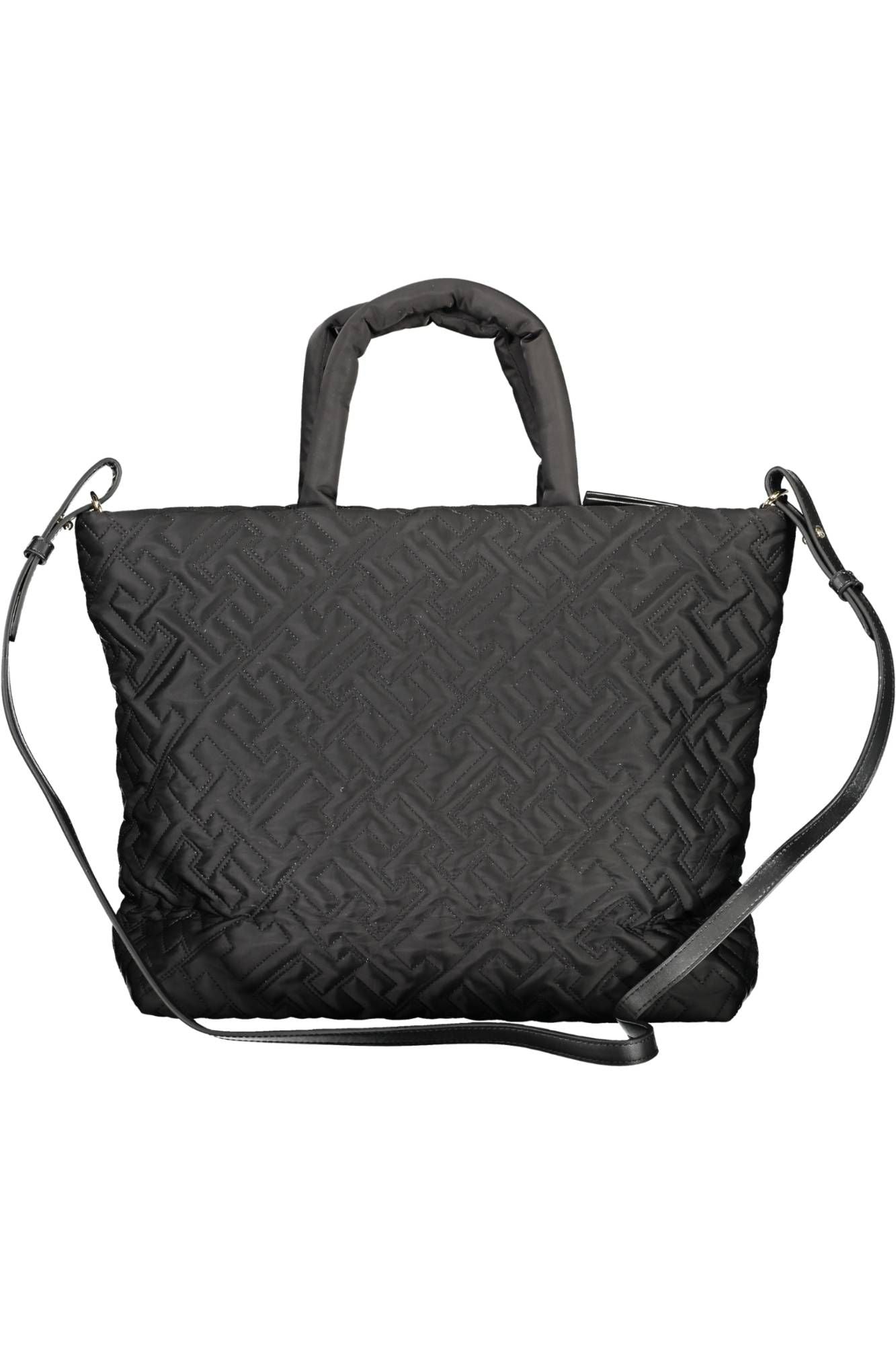 Chic Black Recycled Shoulder Bag with Logo Detail