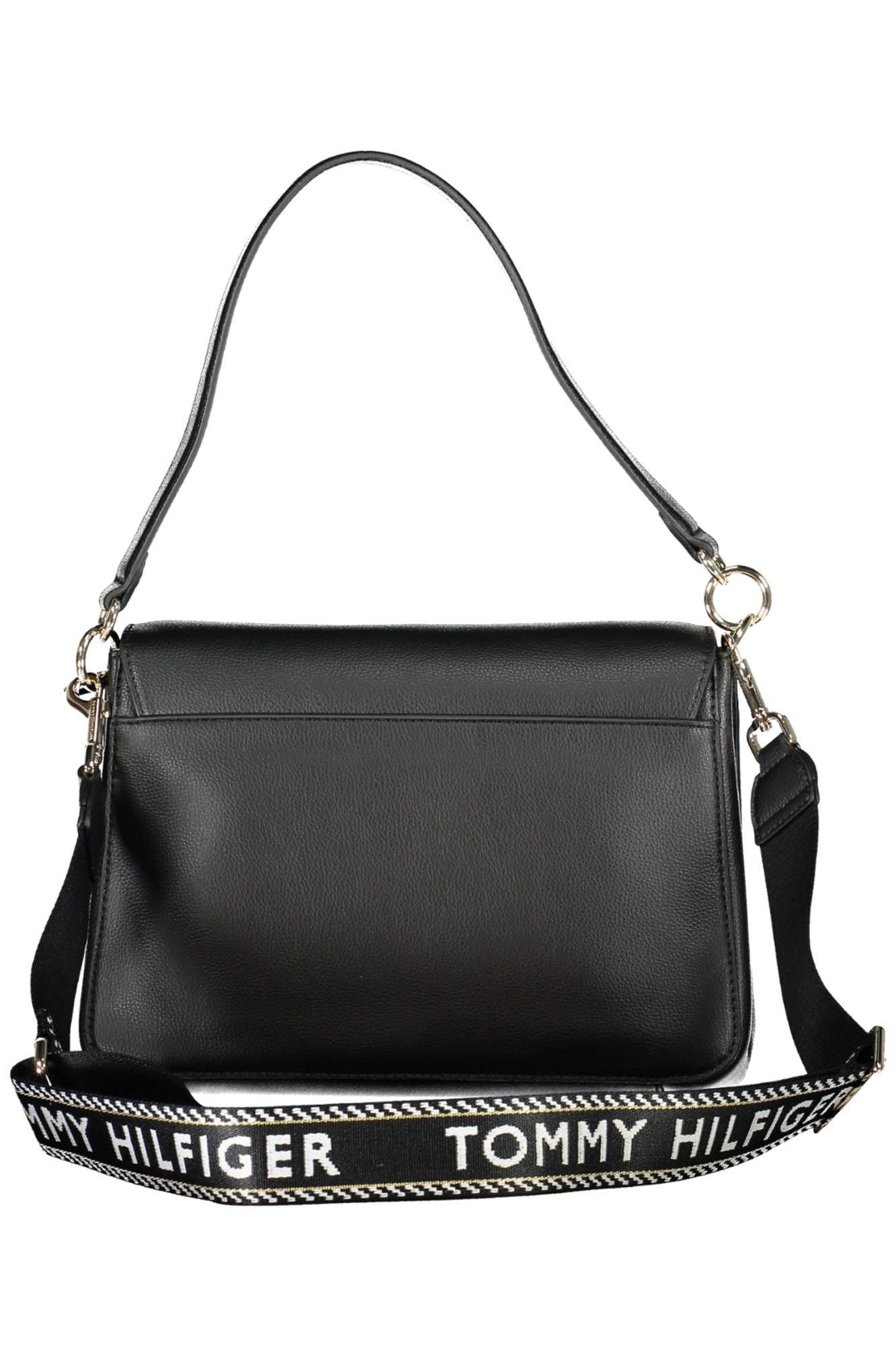 Elegant Black Shoulder Bag with Contrasting Details