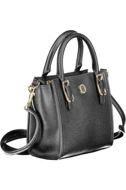 Elegant Black Shoulder Bag with Contrasting Details