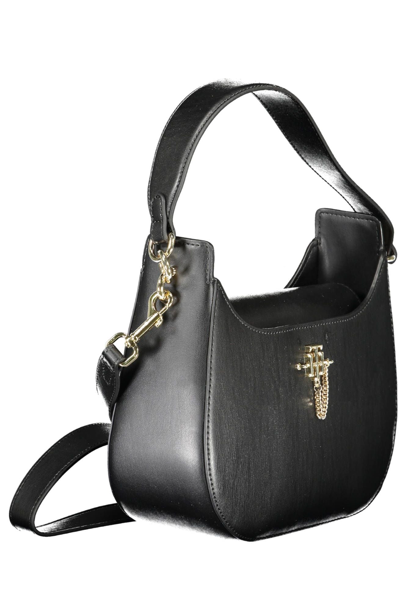 Elegant Black Shoulder Bag with Contrasting Details