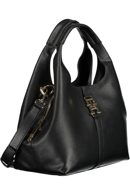 Elegant Black Shoulder Bag with Contrasting Details