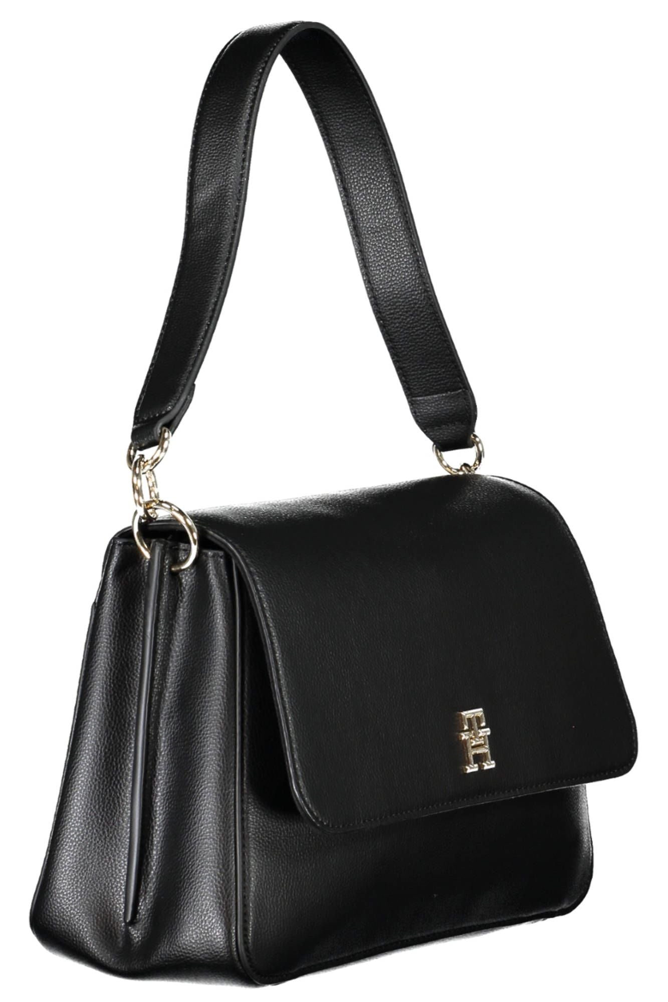 Elegant Black Shoulder Bag with Contrasting Details