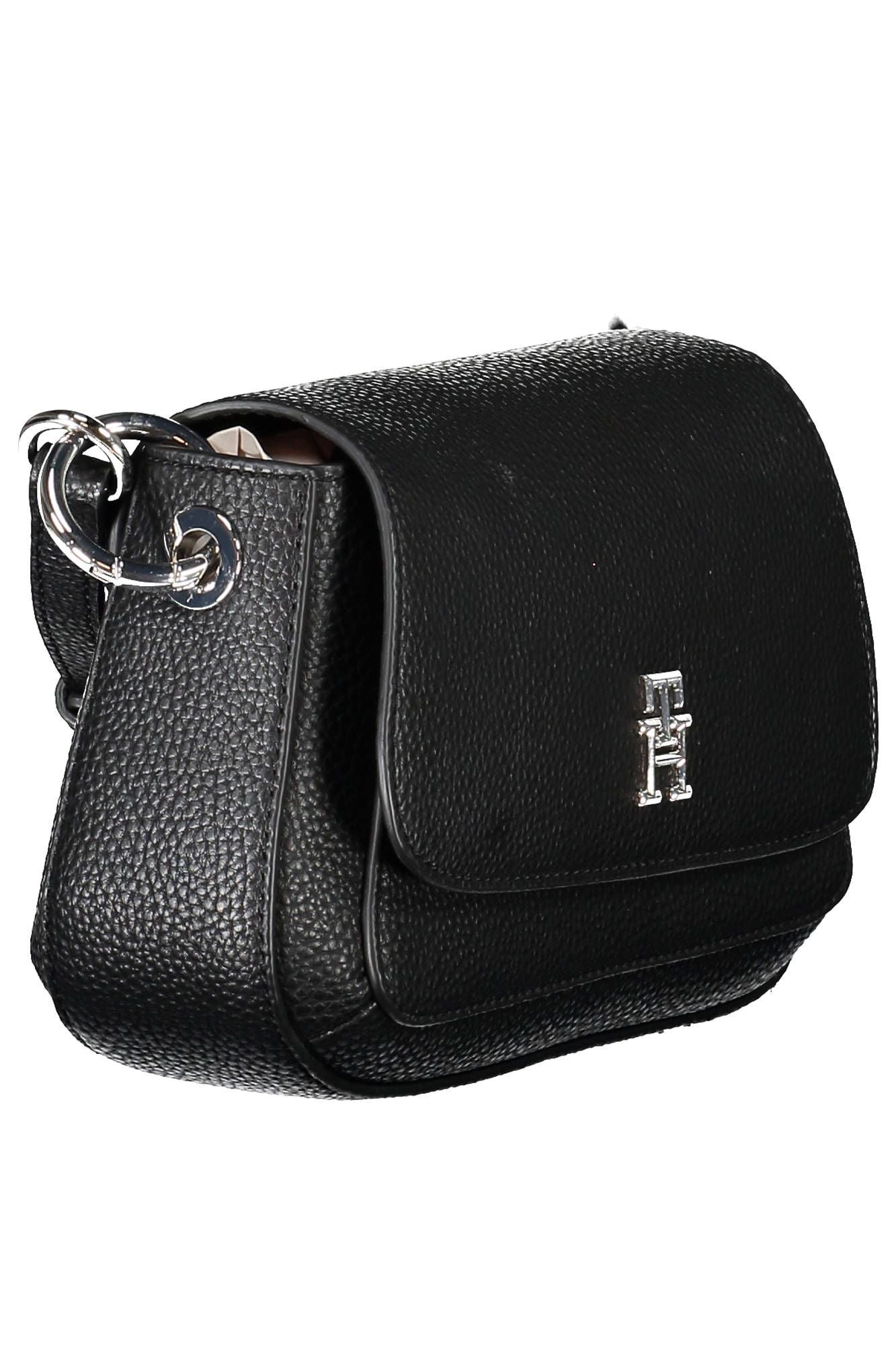 Elegant Black Shoulder Bag with Logo Clasp