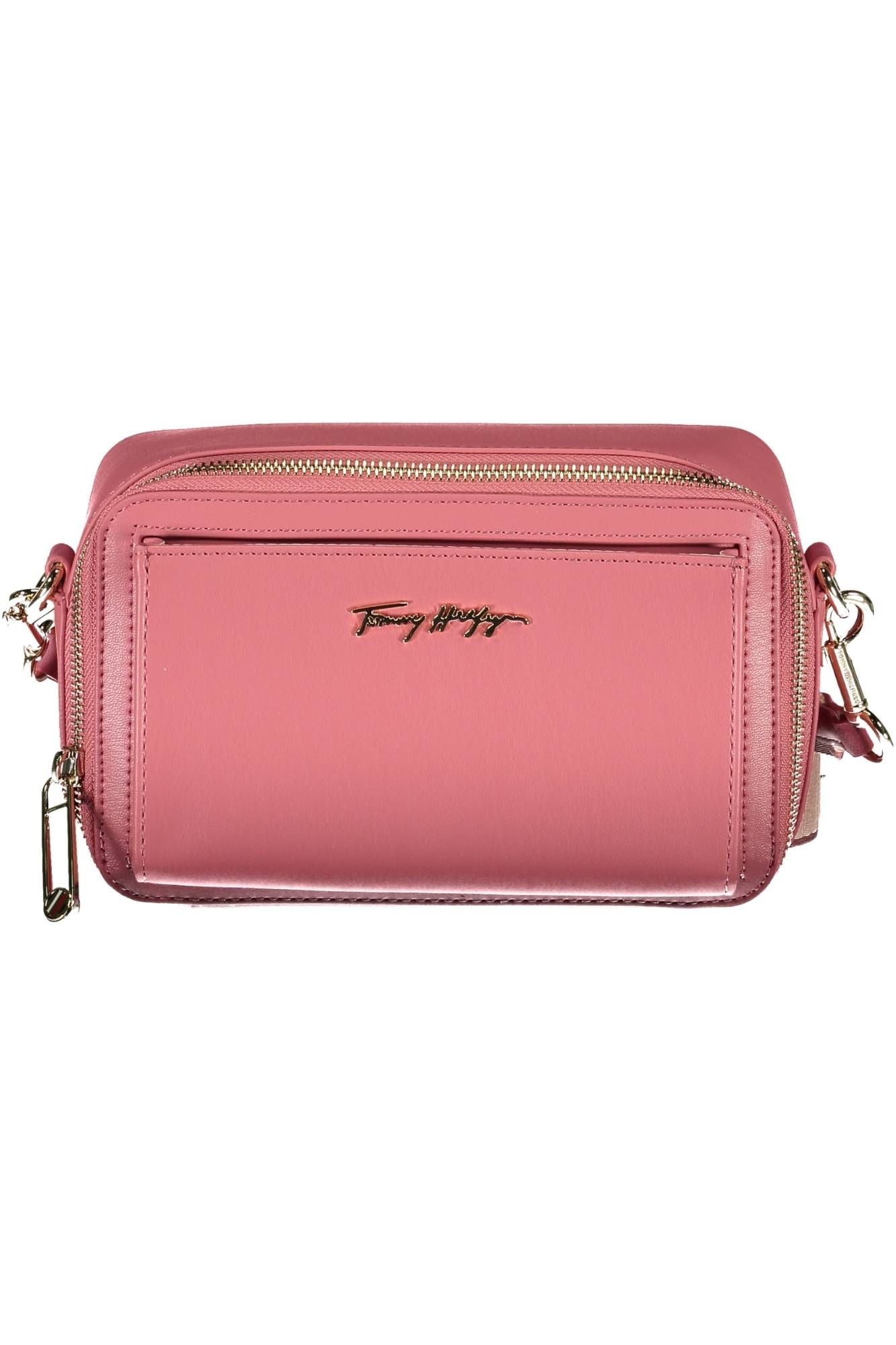 Chic Pink Shoulder Bag with Contrasting Accents