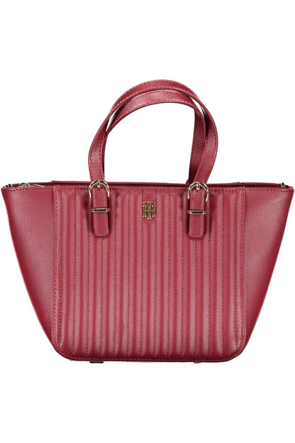 Chic Red Polyurethane Handbag with Logo Detail