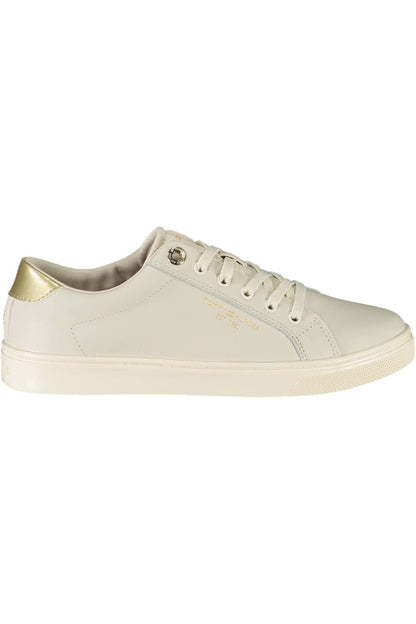 Chic Beige Lace-up Sneakers with Contrasting Sole