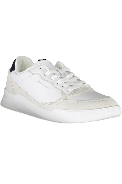 Sleek White Lace-Up Sports Sneakers