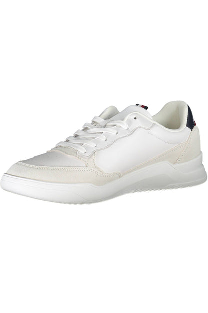 Sleek White Lace-Up Sports Sneakers