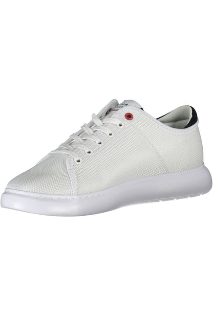 Eco-Conscious White Sports Sneakers with Logo Detail