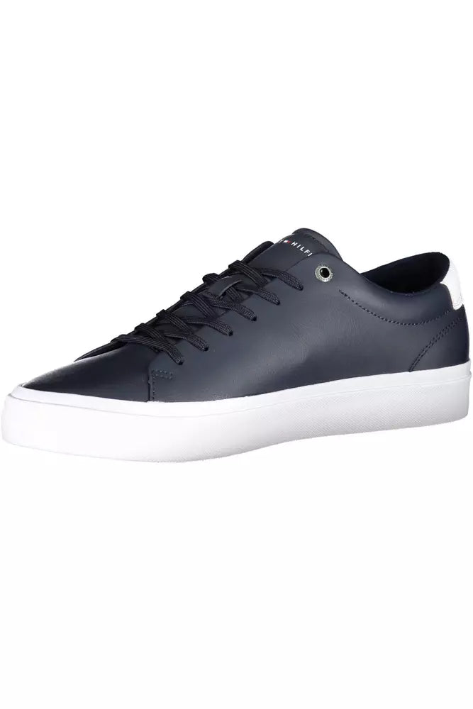 Elegant Blue Lace-Up Sneakers with Logo Detail