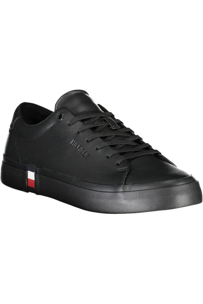 Eco-Conscious Black Lace-Up Sneakers with Logo