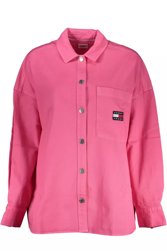 Chic Pink Long-Sleeved Organic Cotton Shirt