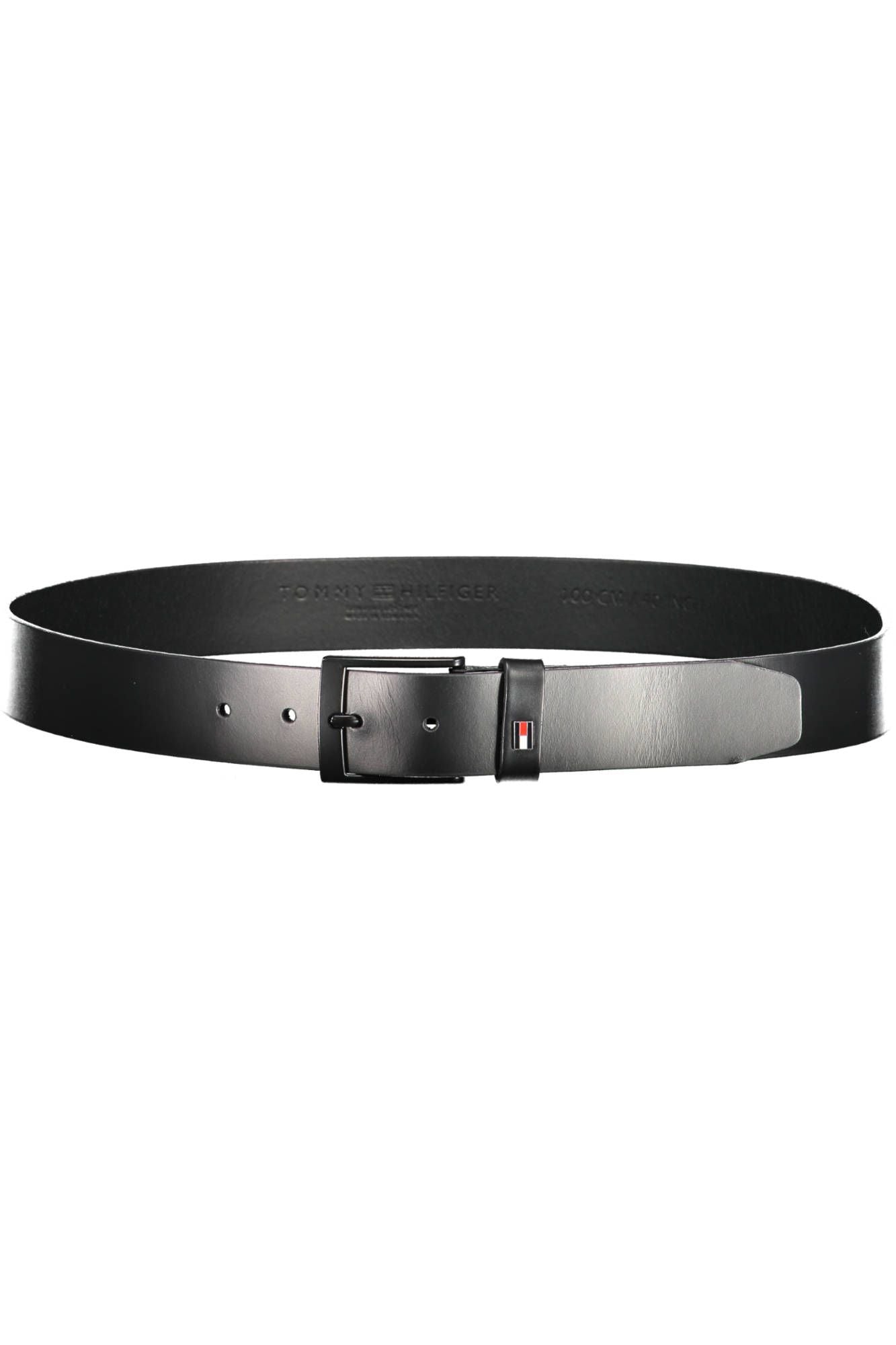 Sleek Black Leather Belt with Metal Buckle