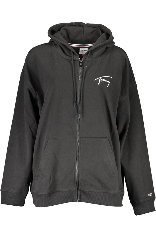 Elegant Hooded Zip Sweatshirt in Black