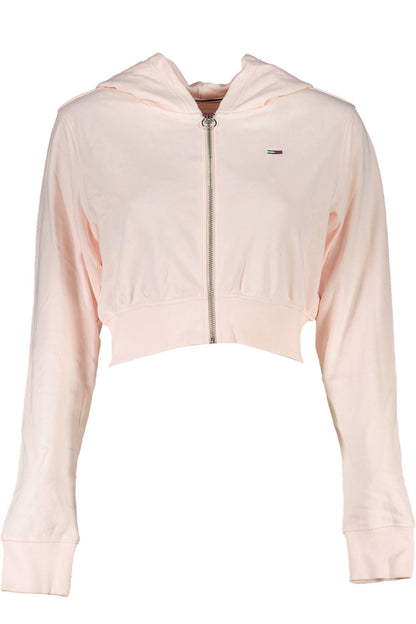 Chic Pink Hooded Zip Sweatshirt