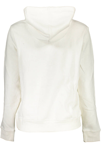 Chic White Hooded Sweatshirt with Central Pocket