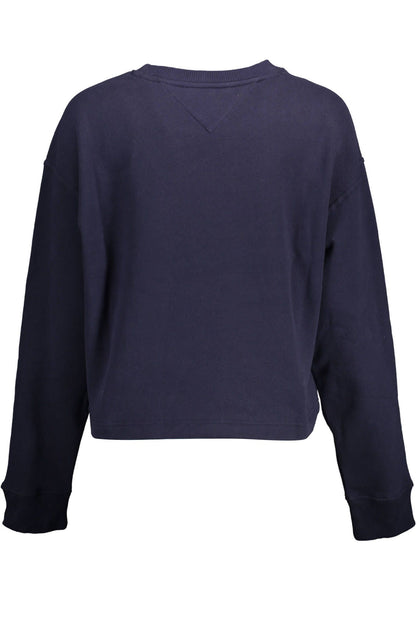 Chic Blue Embroidered Round Neck Sweatshirt