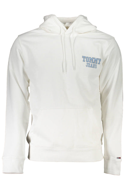 Sleek White Hooded Sweatshirt with Logo Print