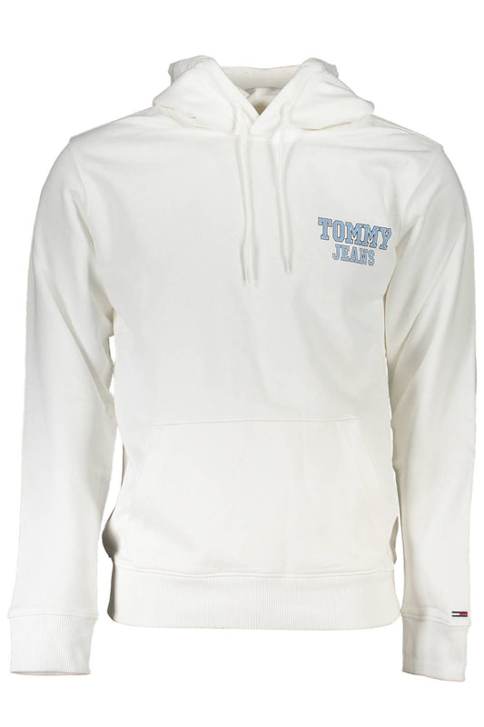 Sleek White Hooded Sweatshirt with Logo Print