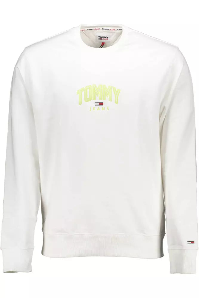 Elegant White Embroidered Logo Sweatshirt