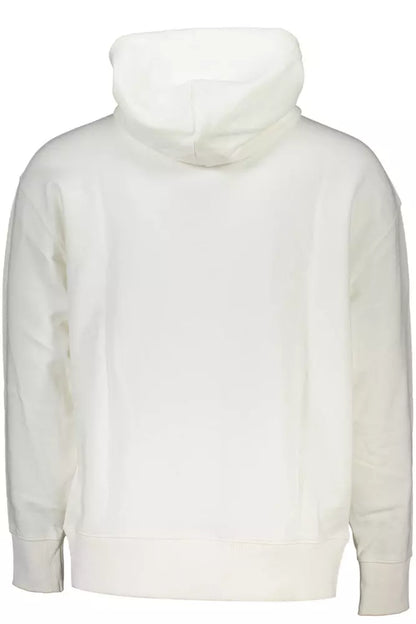 Sleek White Hooded Sweatshirt with Central Pocket