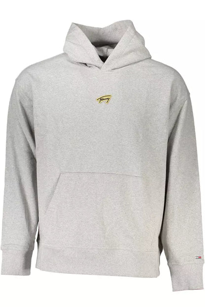 Chic Gray Hooded Sweatshirt with Signature Embroidery