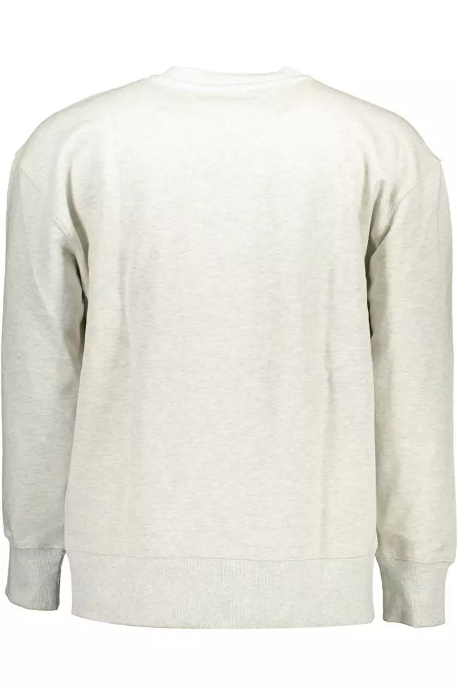 Sleek Gray Embroidered Crew-Neck Sweatshirt