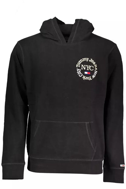 Elegant Black Hooded Sweatshirt with Embroidered Logo